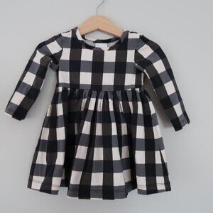 Hanna Andersson Baby Girls Dress Size 12-18M  Black And White Checkered